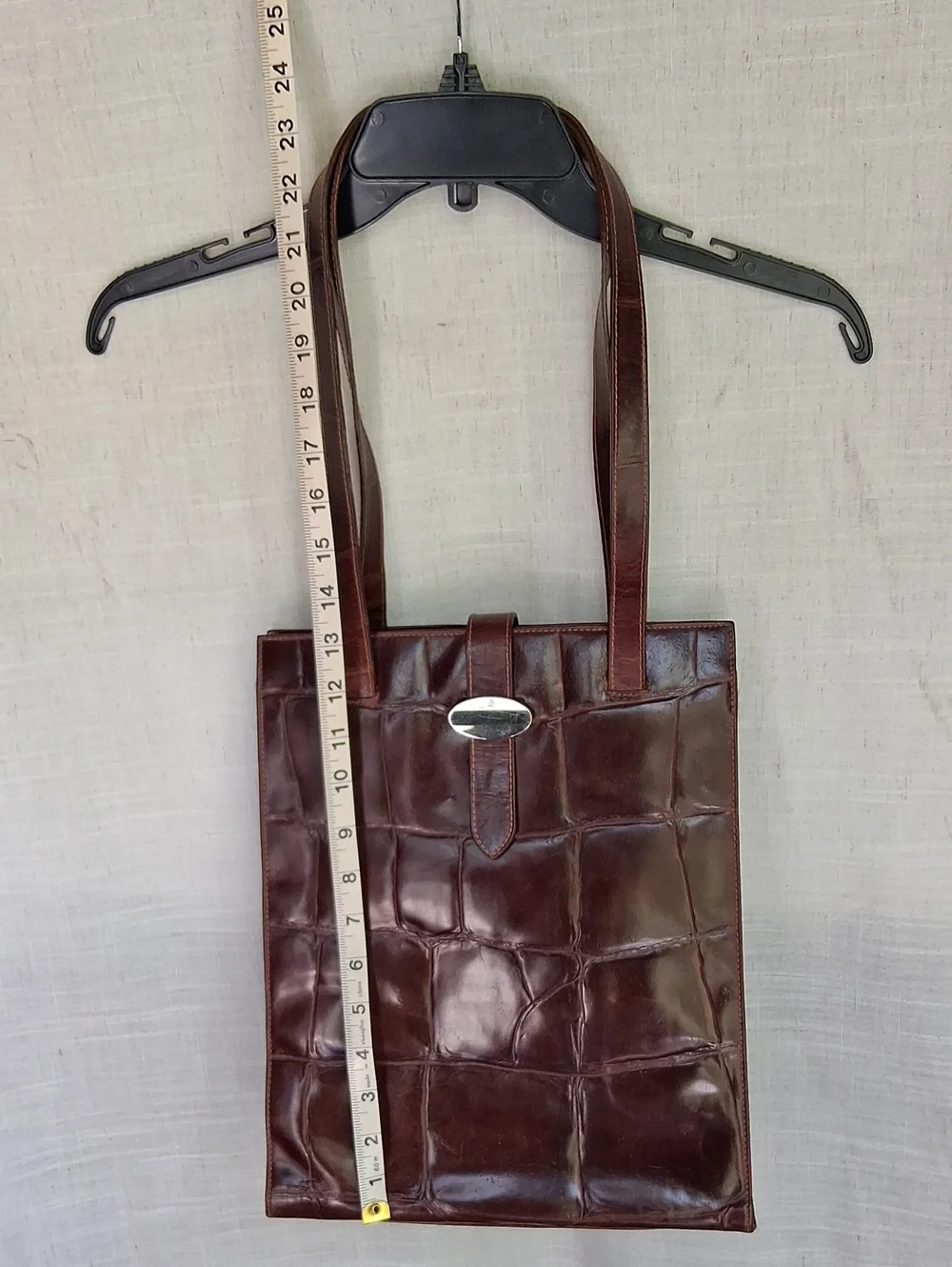 Aleda Firenze Vintage Leather Tote Bag Dark Red Brown Made In Italy